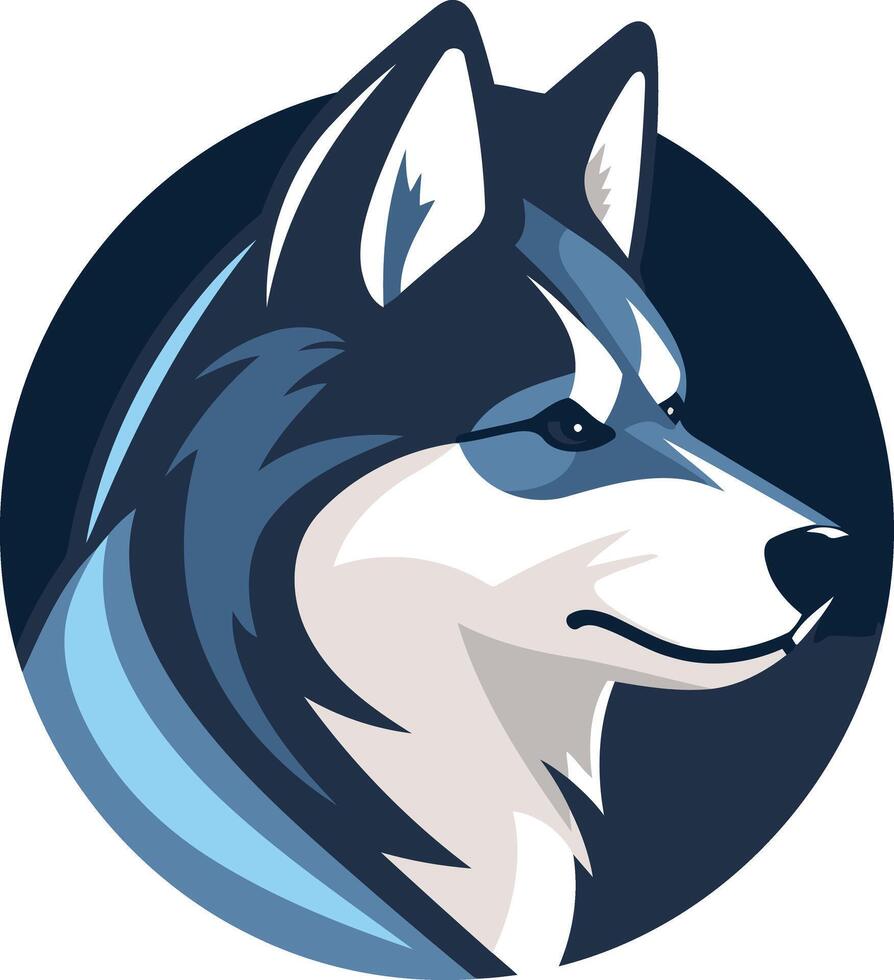 Blue and White Husky Mascot vector