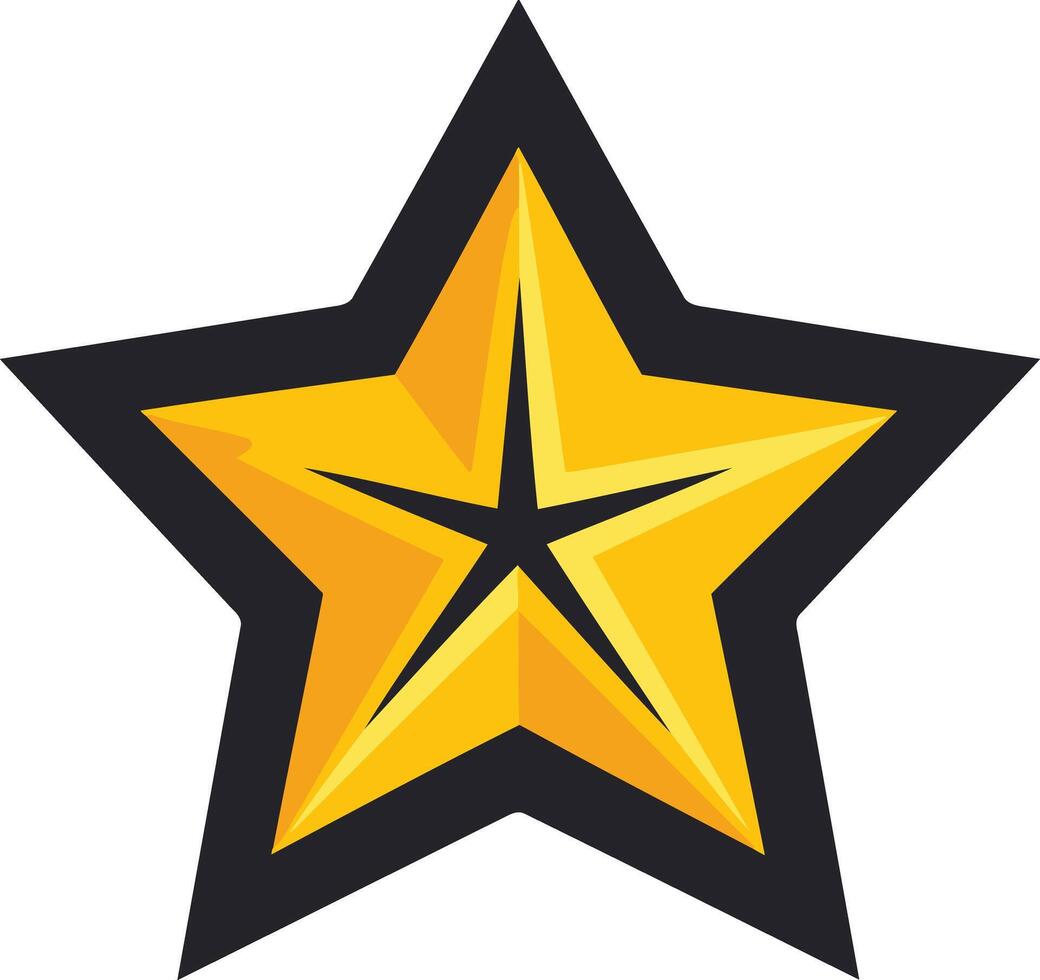 Golden Star with Black Outline vector