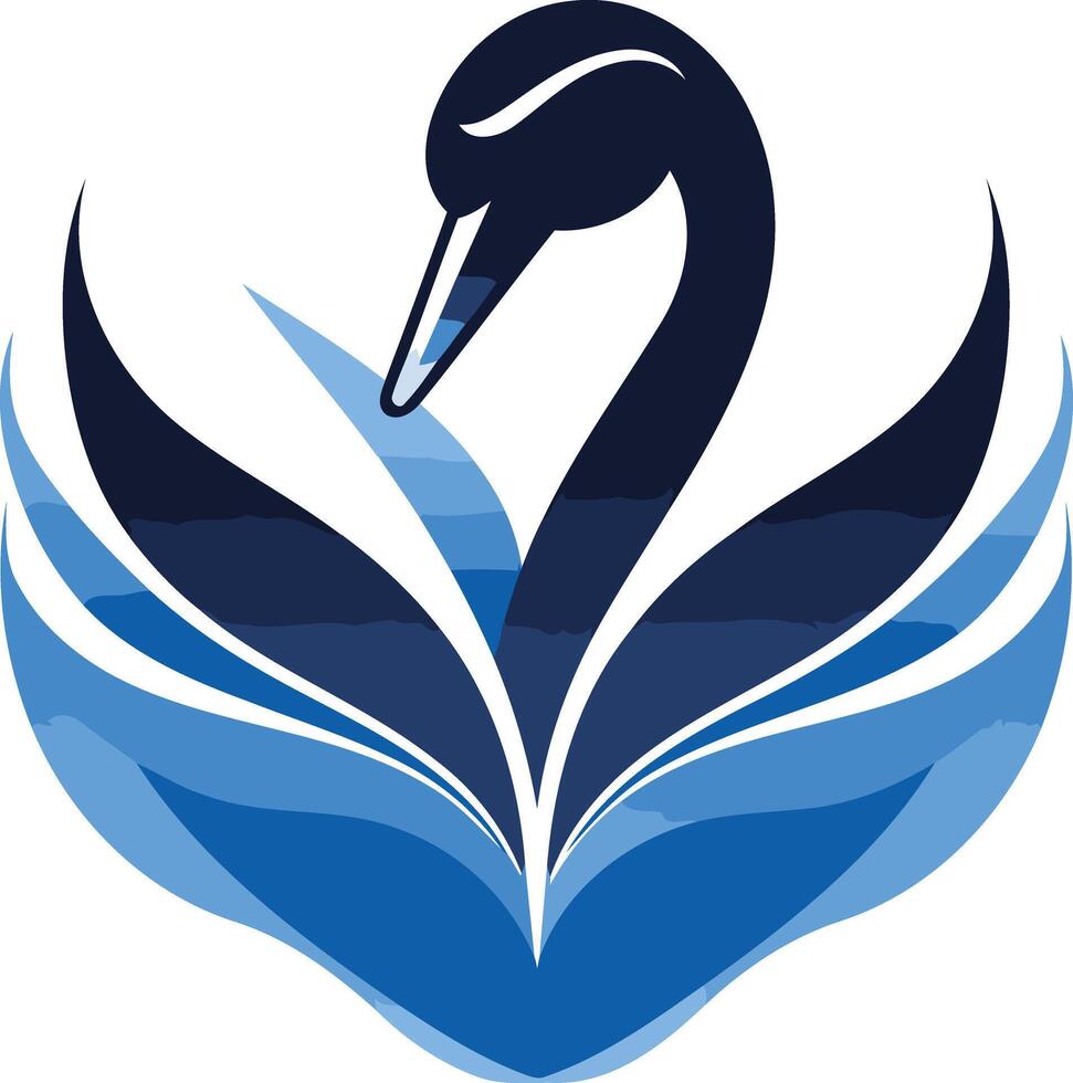Stylized Swan Logo with Blue and Black Colors vector