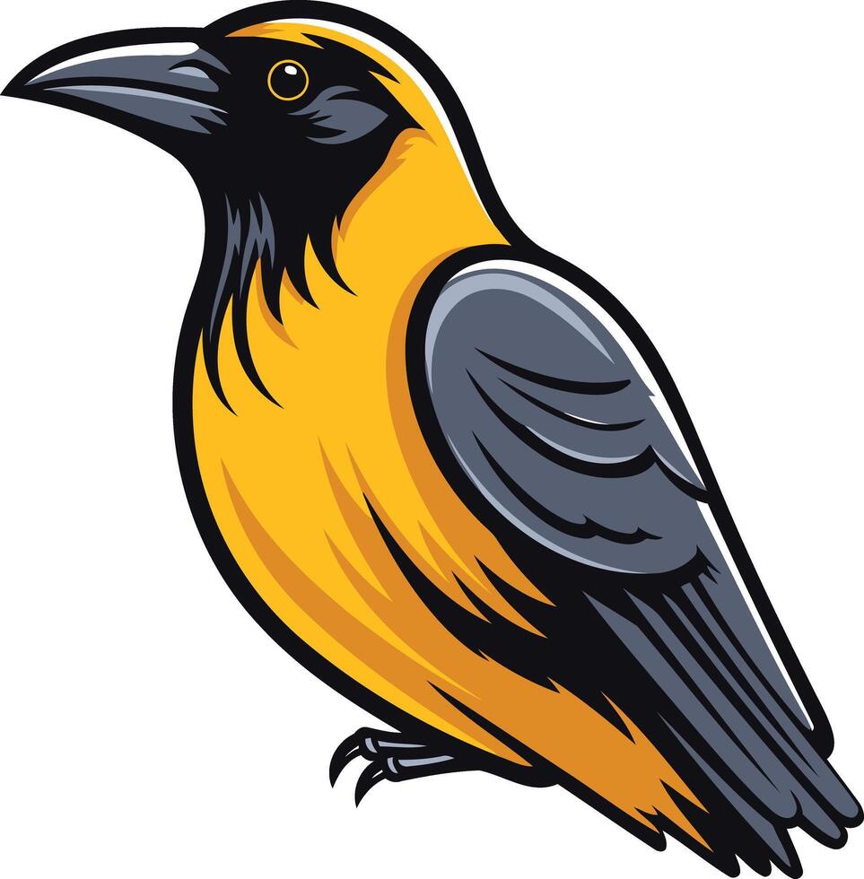 A bold and colorful illustration of a yellow and black bird vector