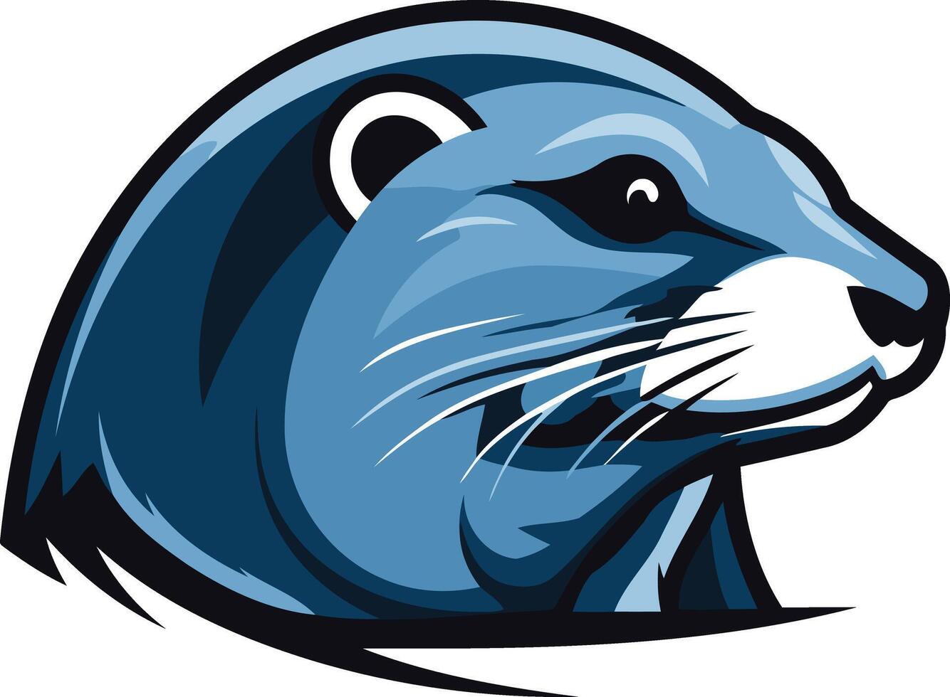 Bold and stylized blue otter mascot design, perfect for sports teams, brands, or organizations looking for a unique and powerful logo vector