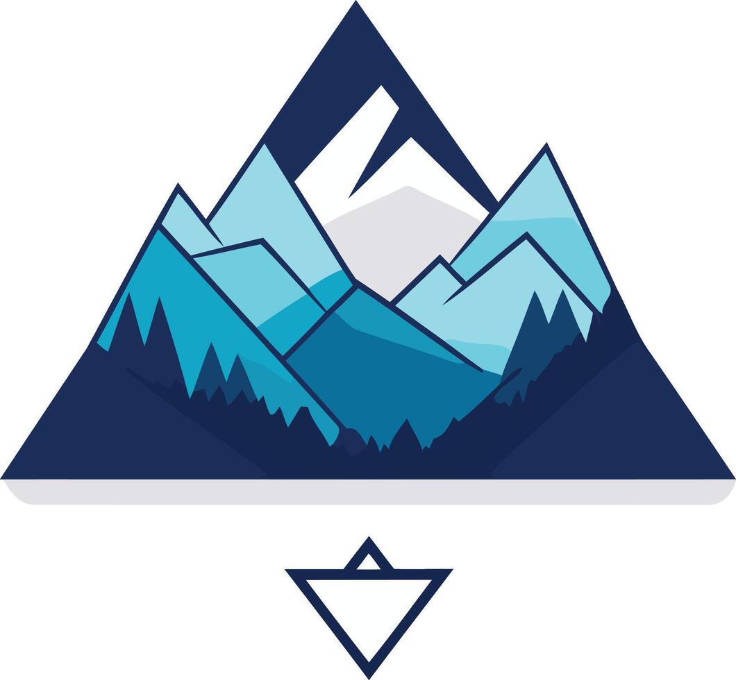 Modern geometric mountain logo design in blue and white vector