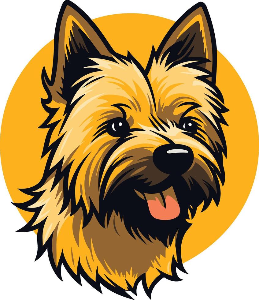 A cheerful and playful illustration of a cairn terrier, perfect for pet-related brands, websites, or social media vector