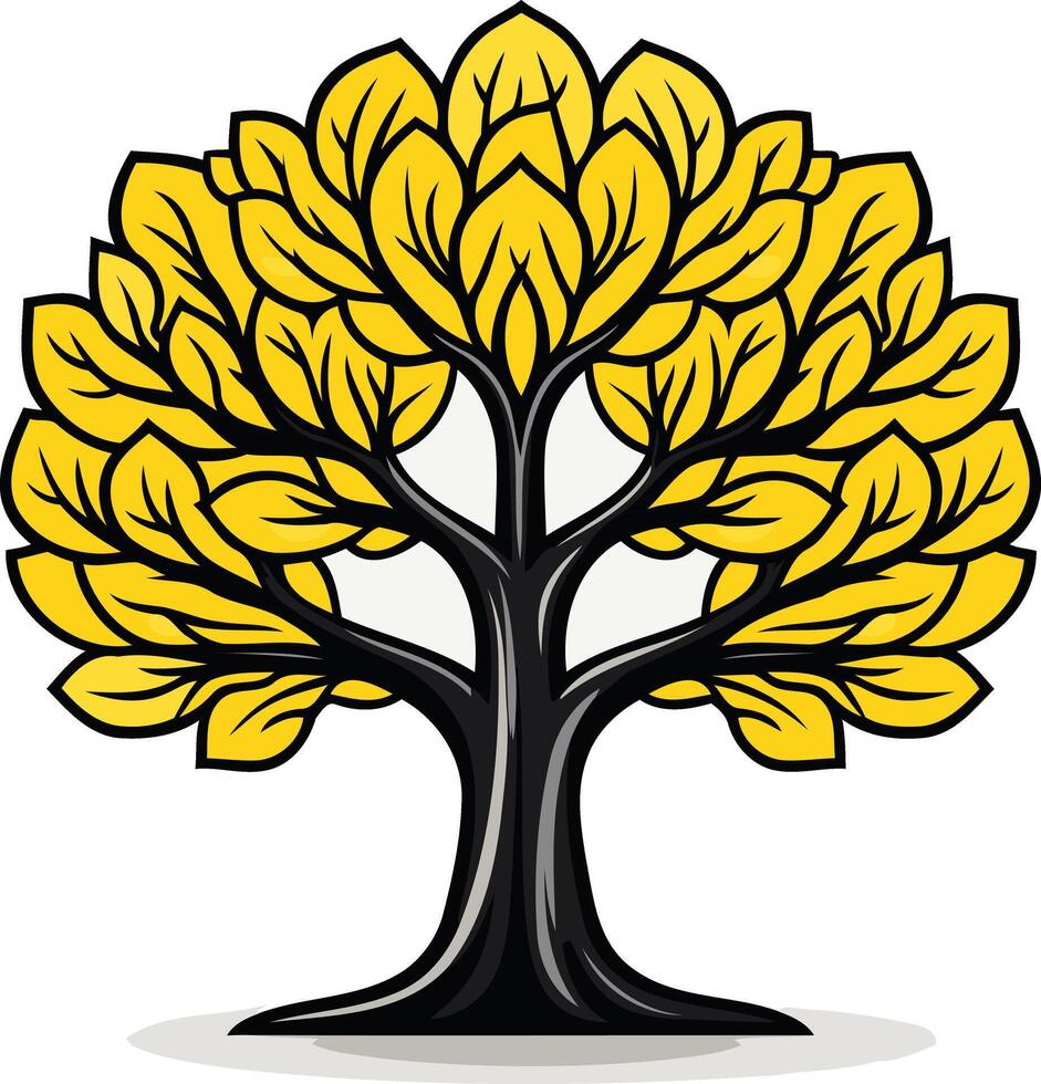 Stylized Tree with Yellow Leaves vector