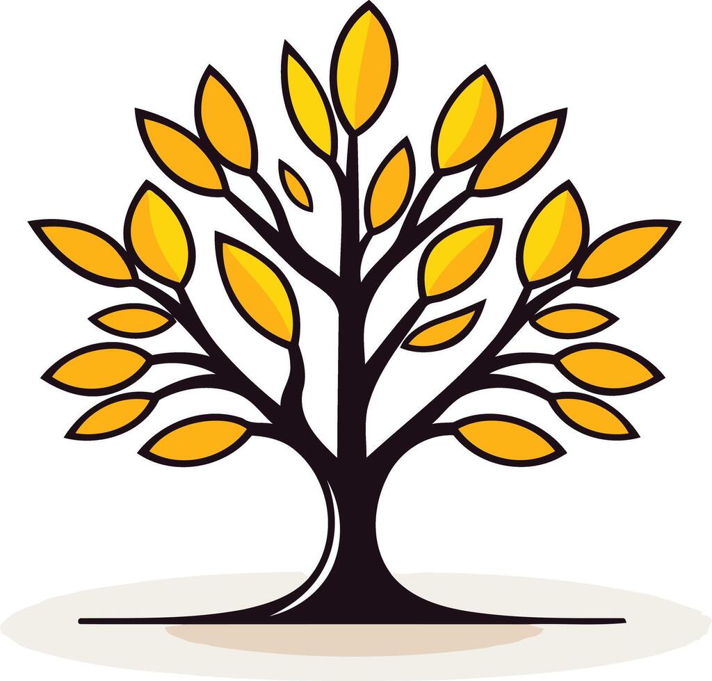 Simple Illustration of a Tree with Yellow Leaves vector