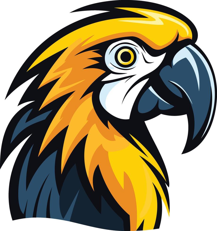 Head of a Yellow and Blue Macaw vector