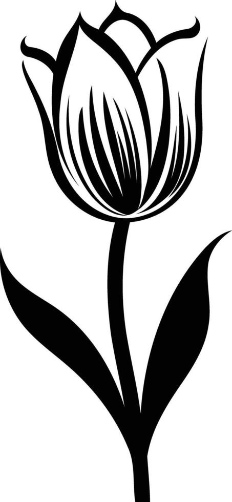 Elegant black and white silhouette of a tulip flower vector