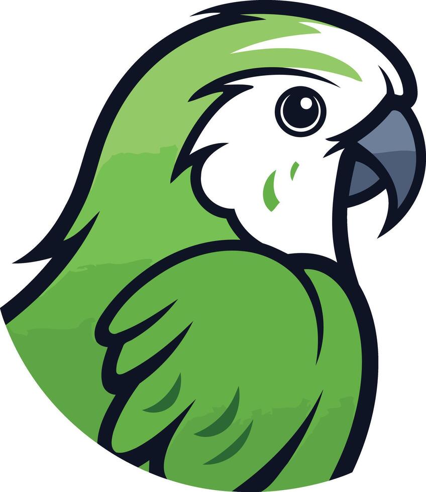 Green and White Parrot Mascot Illustration vector