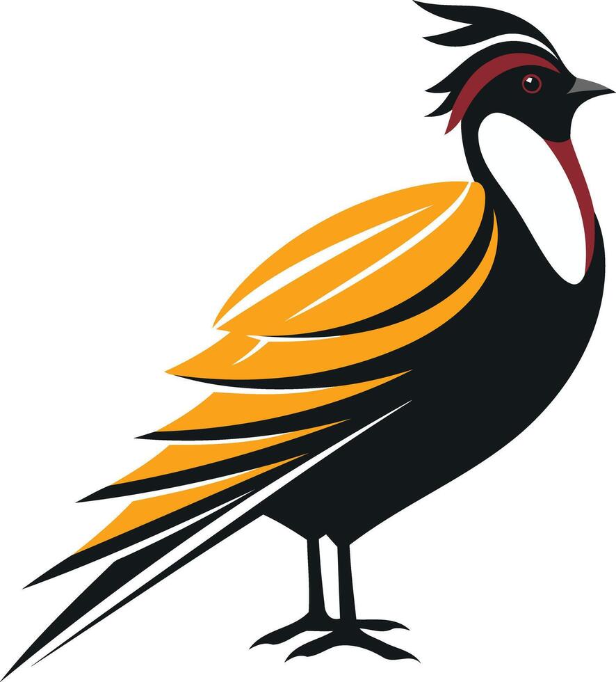 Stylized Bird with Yellow and Black Feathers vector