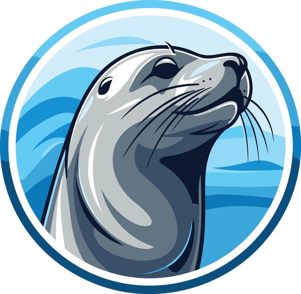 Seal Portrait in a Circular Frame vector