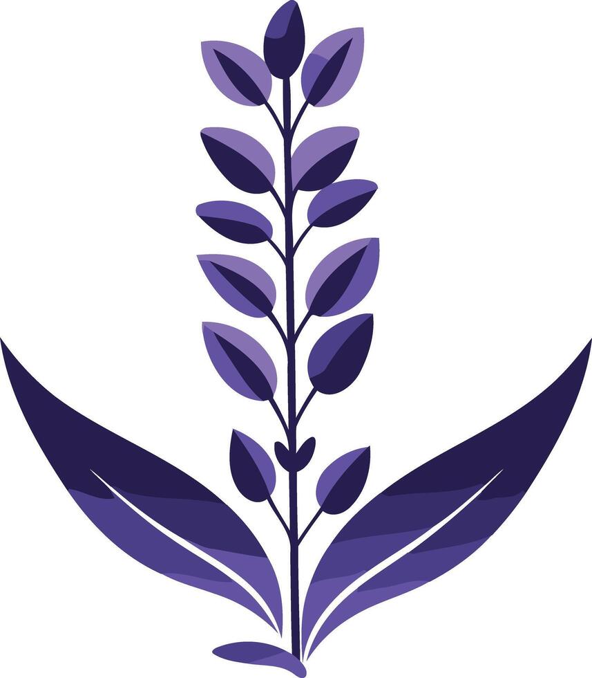 Purple Flower with Two Leaves vector