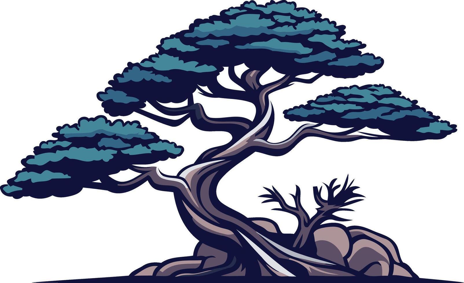 Bonsai Tree Illustration with a White Background vector