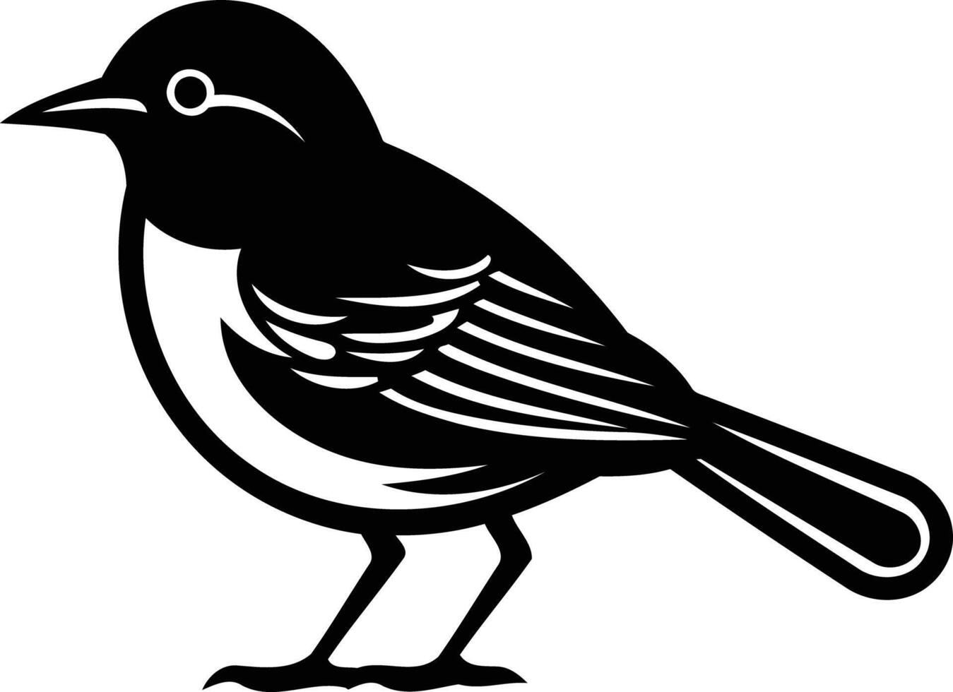 Simple black and white illustration of a bird with a detailed wing pattern vector