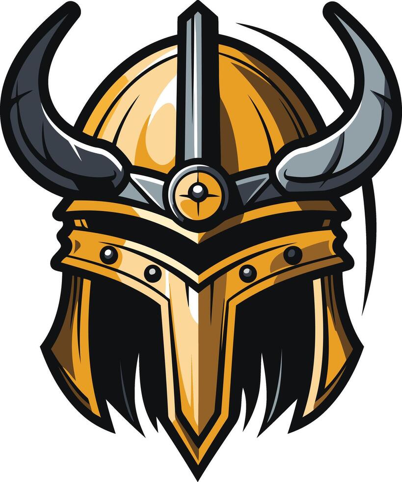 Golden Viking Helmet with Horns vector
