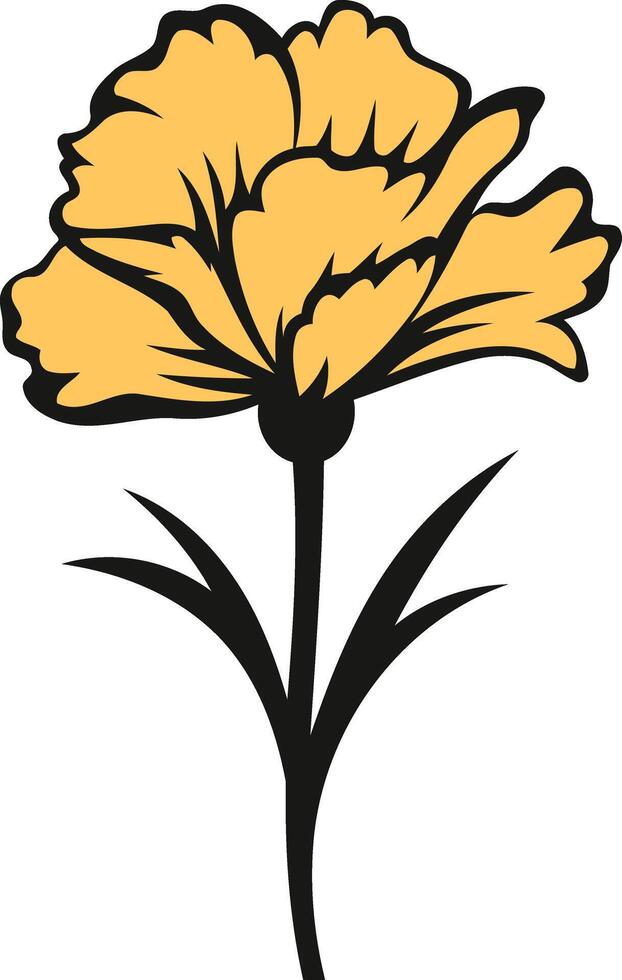 A simple yet elegant illustration of a yellow carnation flower, perfect for adding a touch of floral charm to your designs vector