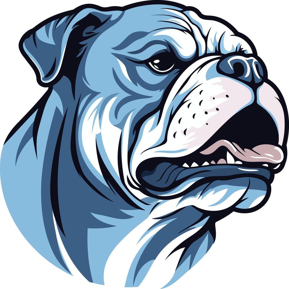 Aggressive bulldog head illustration in a cool blue color scheme vector