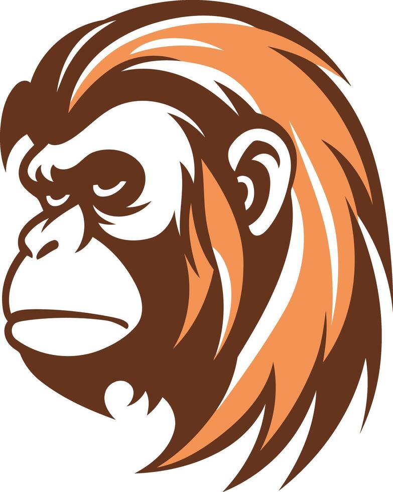 A bold, stylized illustration of a monkey's head with an intense gaze vector