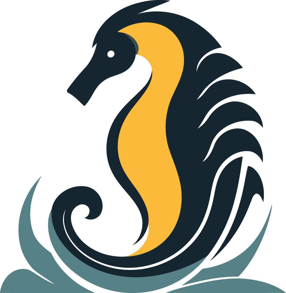 Sea Horse Illustration with Water Pattern vector