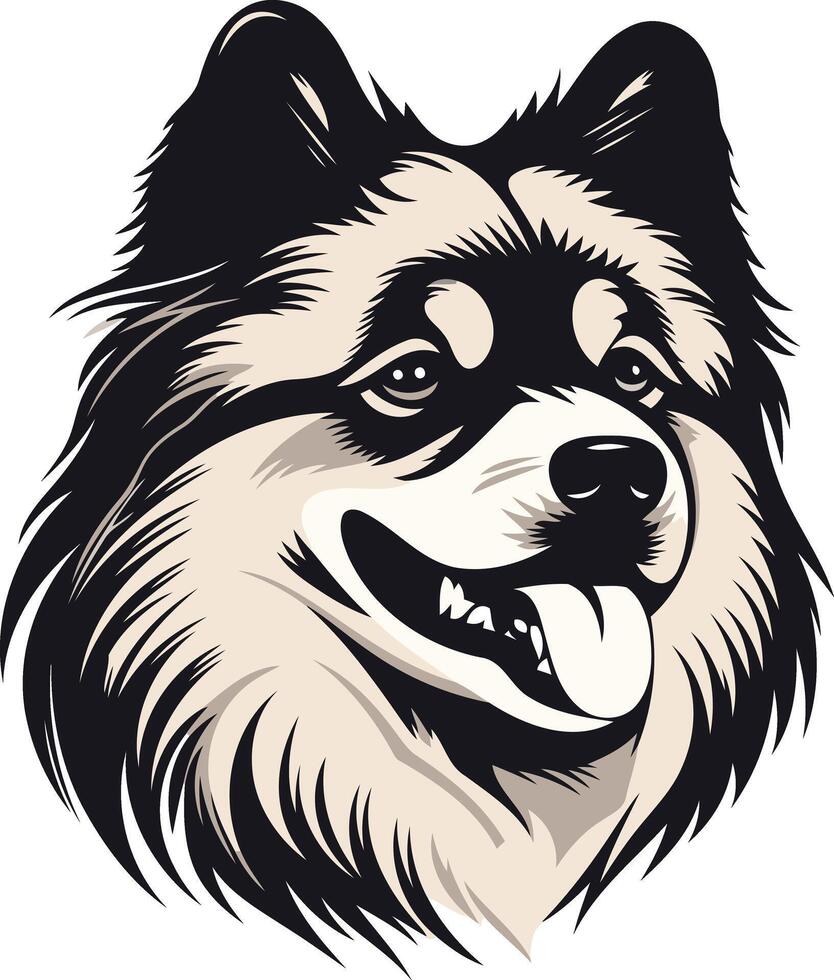 A friendly, black and white illustration of a dog's head, perfect for branding, pet products, or social media vector