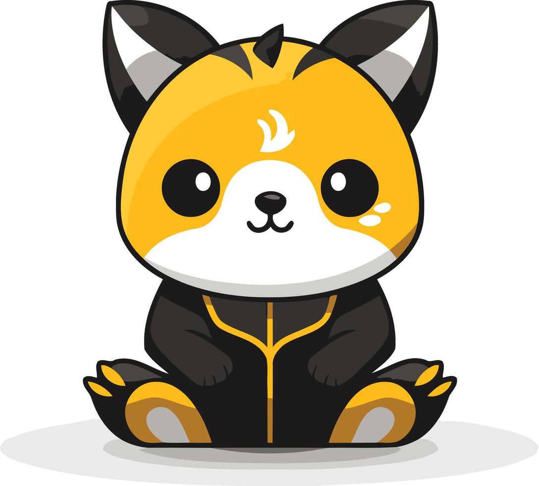 Cute Cartoon Fox with Black Outfit vector