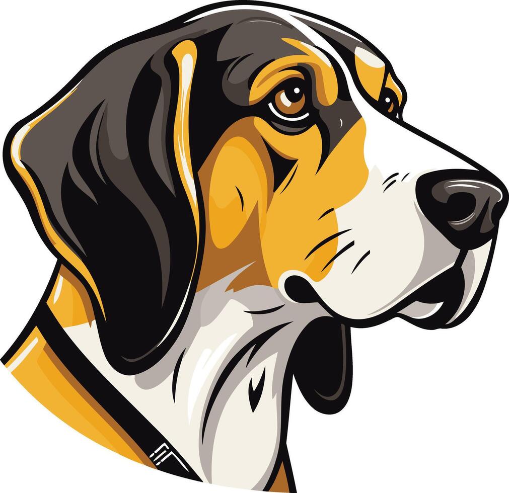 A friendly, cartoon beagle with big brown eyes and floppy ears looks thoughtfully to the side vector