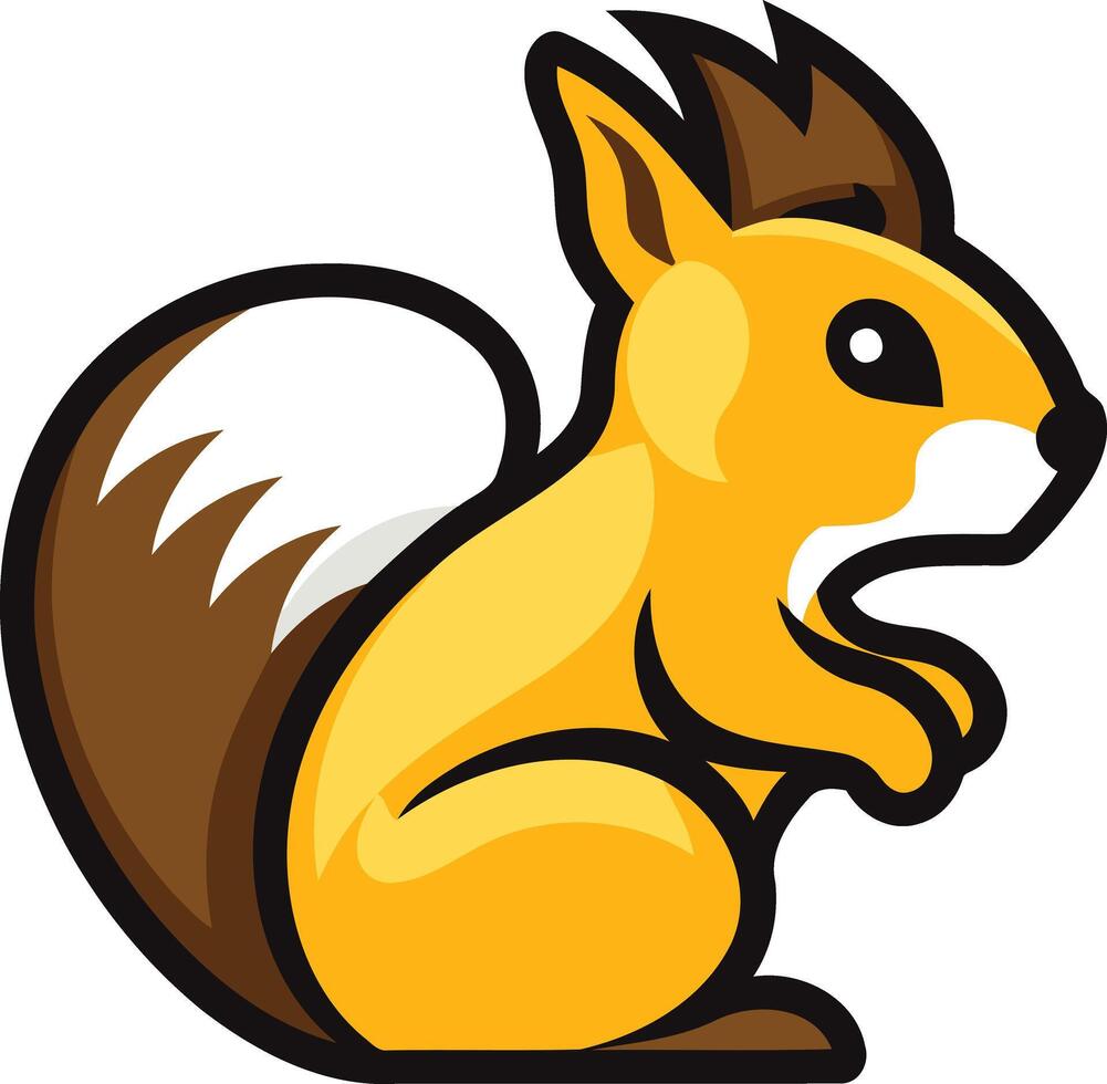 Cartoon Squirrel with a Brown Tail and Yellow Fur vector