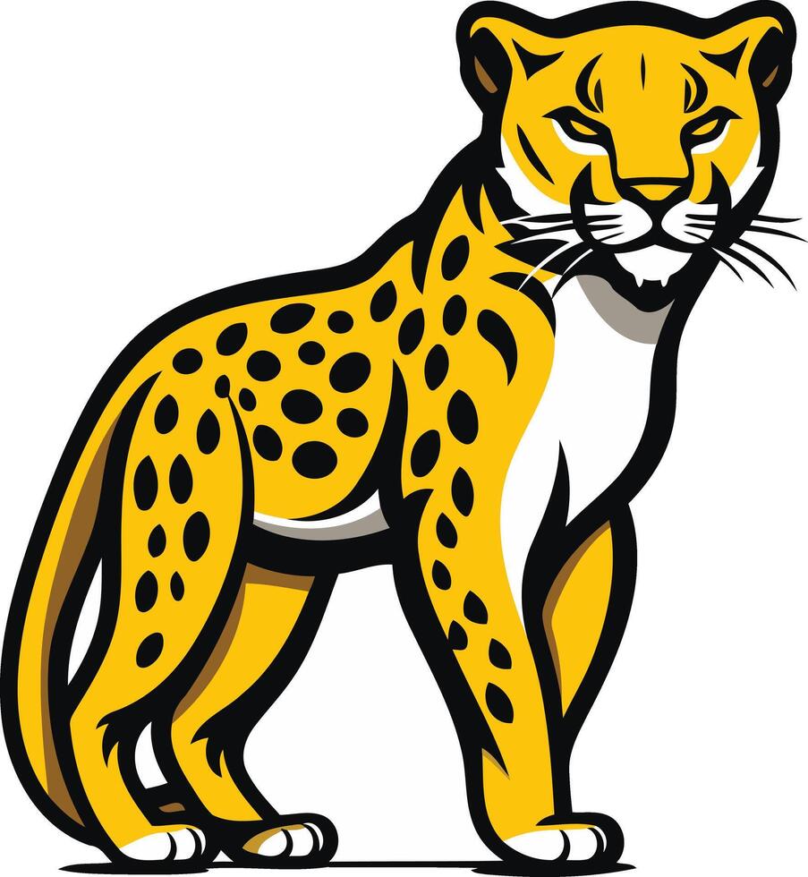 A powerful and bold illustration of a cheetah in a standing pose, perfect for branding, logos, and mascot designs vector