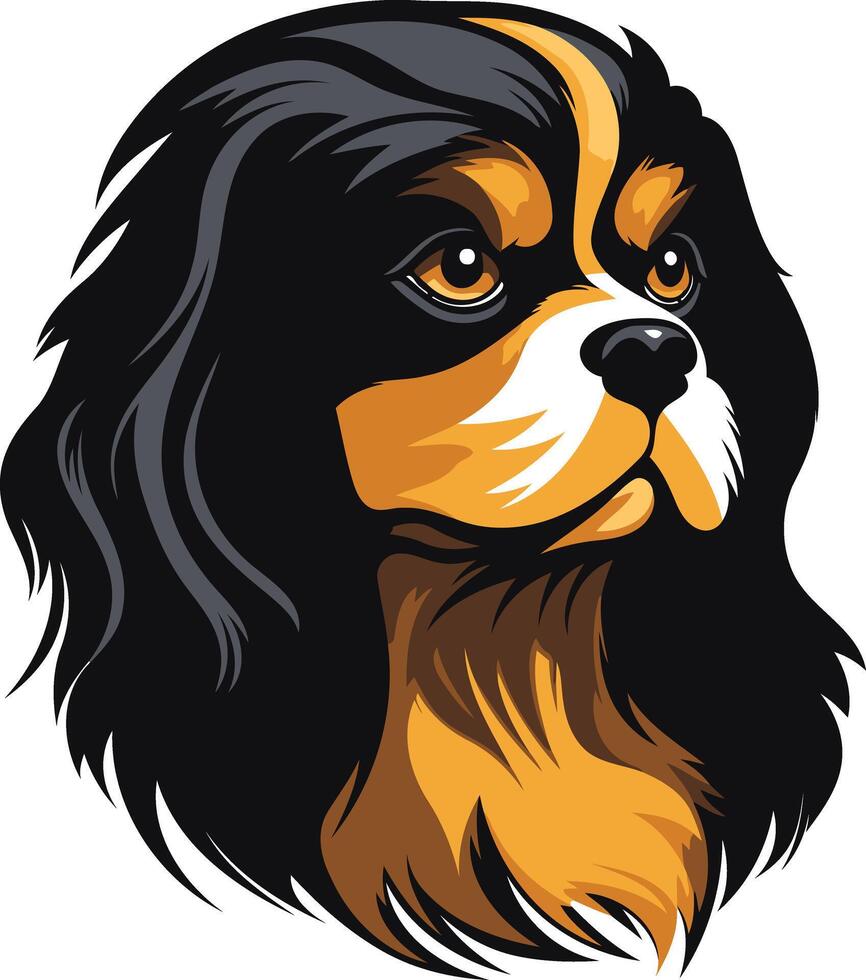 A cute and friendly illustration of a cavalier king charles spaniel with big, expressive eyes vector