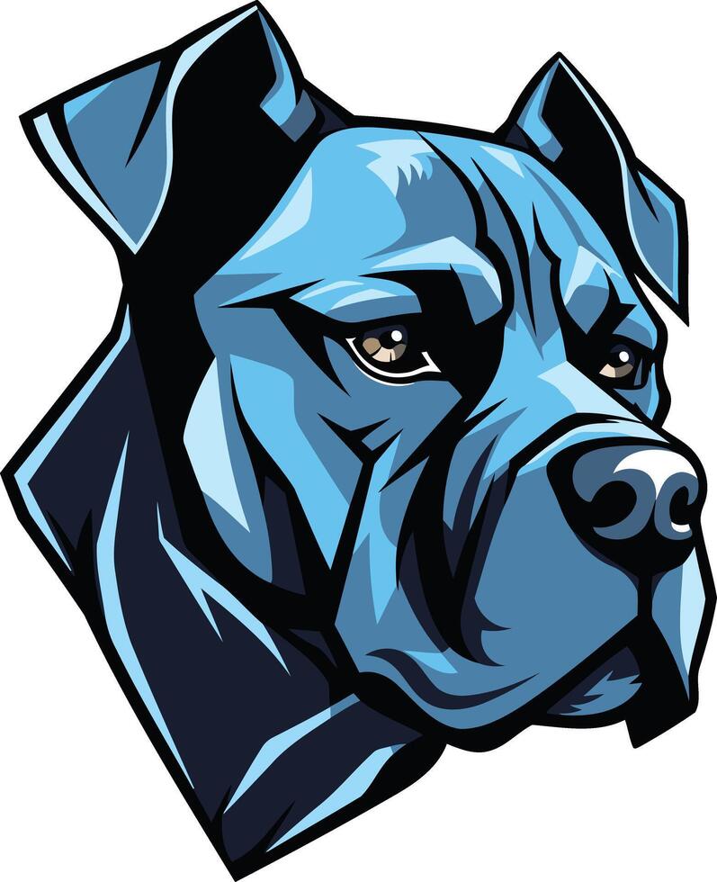 Aggressive blue bulldog head mascot, perfect for sports teams, branding, and gaming logos vector