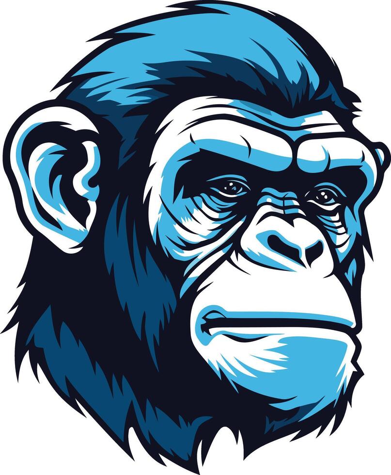 Blue Chimpanzee Portrait vector