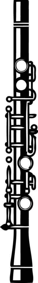 A simple, black and white illustration of a clarinet, perfect for use in musical education, design projects, or as a logo for a music-related business vector