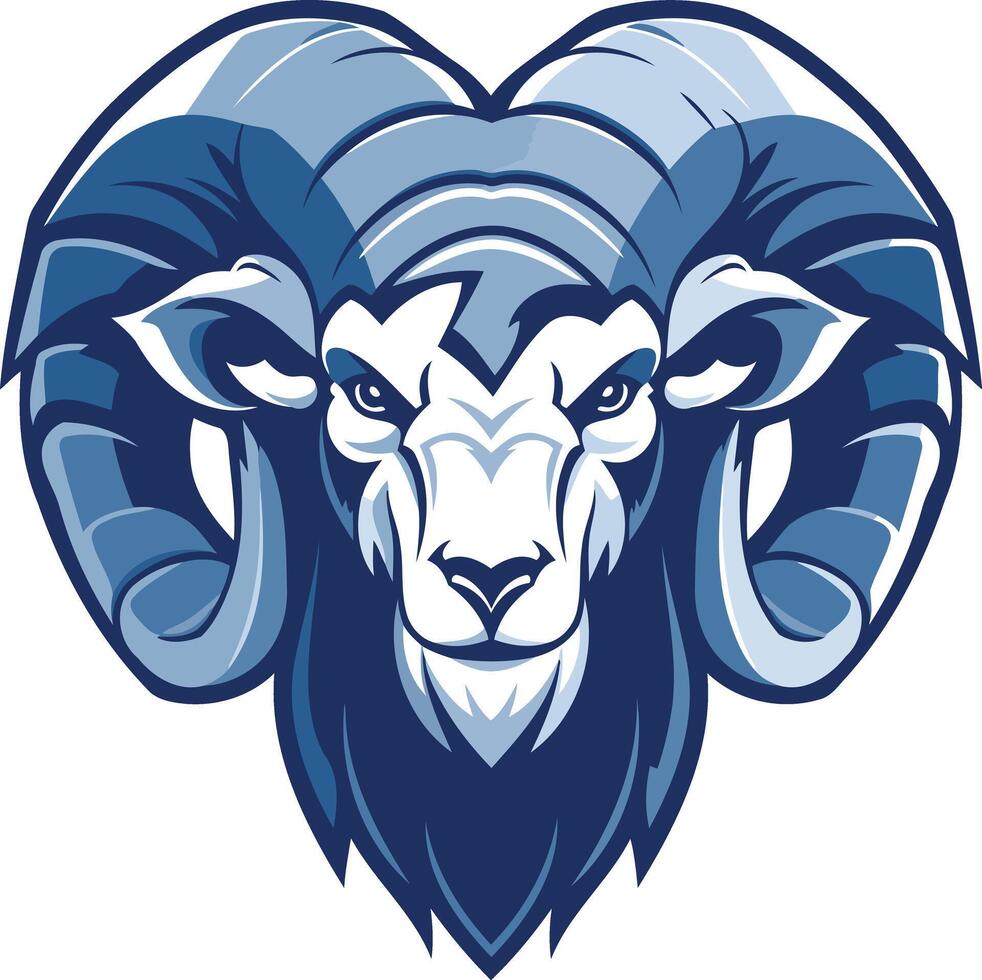Powerful blue ram mascot with fierce expression vector