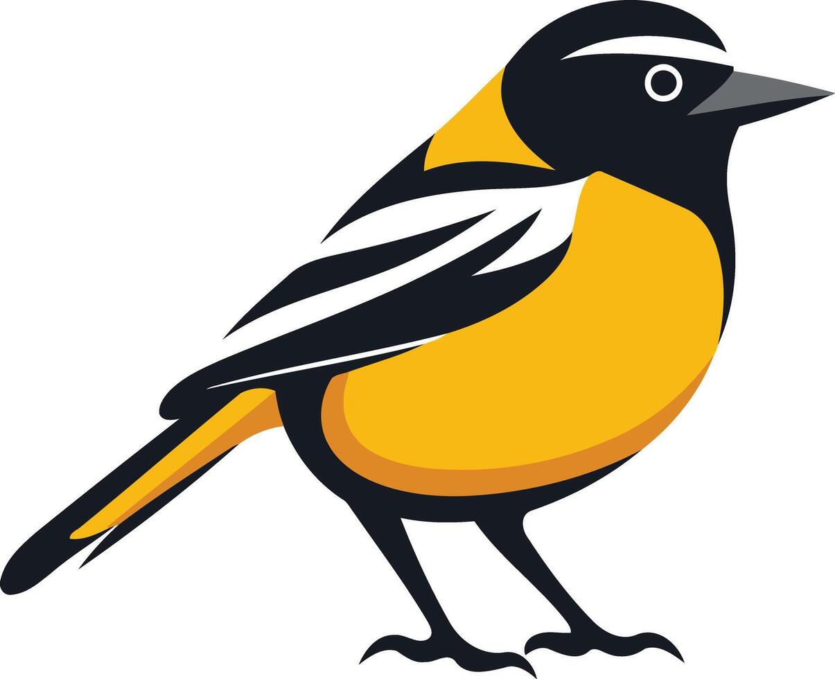 A vibrant and stylized illustration of a yellow and black bird vector