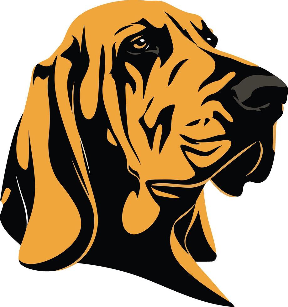 A striking, stylized illustration of a bloodhound's head, perfect for logos, branding, and pet-related projects vector