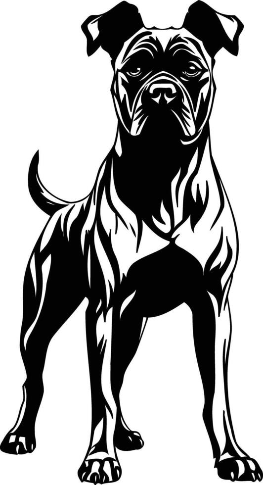 A bold silhouette of a muscular dog, showcasing its powerful physique and confident stance vector