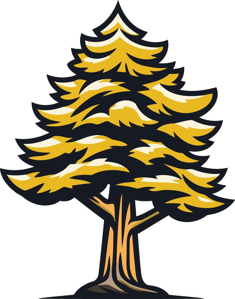 Cartoon Illustration of a Pine Tree vector