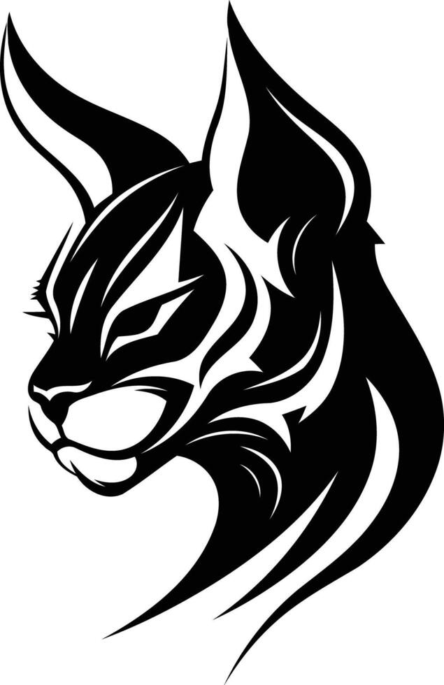 A fierce and stylized black and white cat head logo design, perfect for branding, t-shirts, tattoos, and more vector