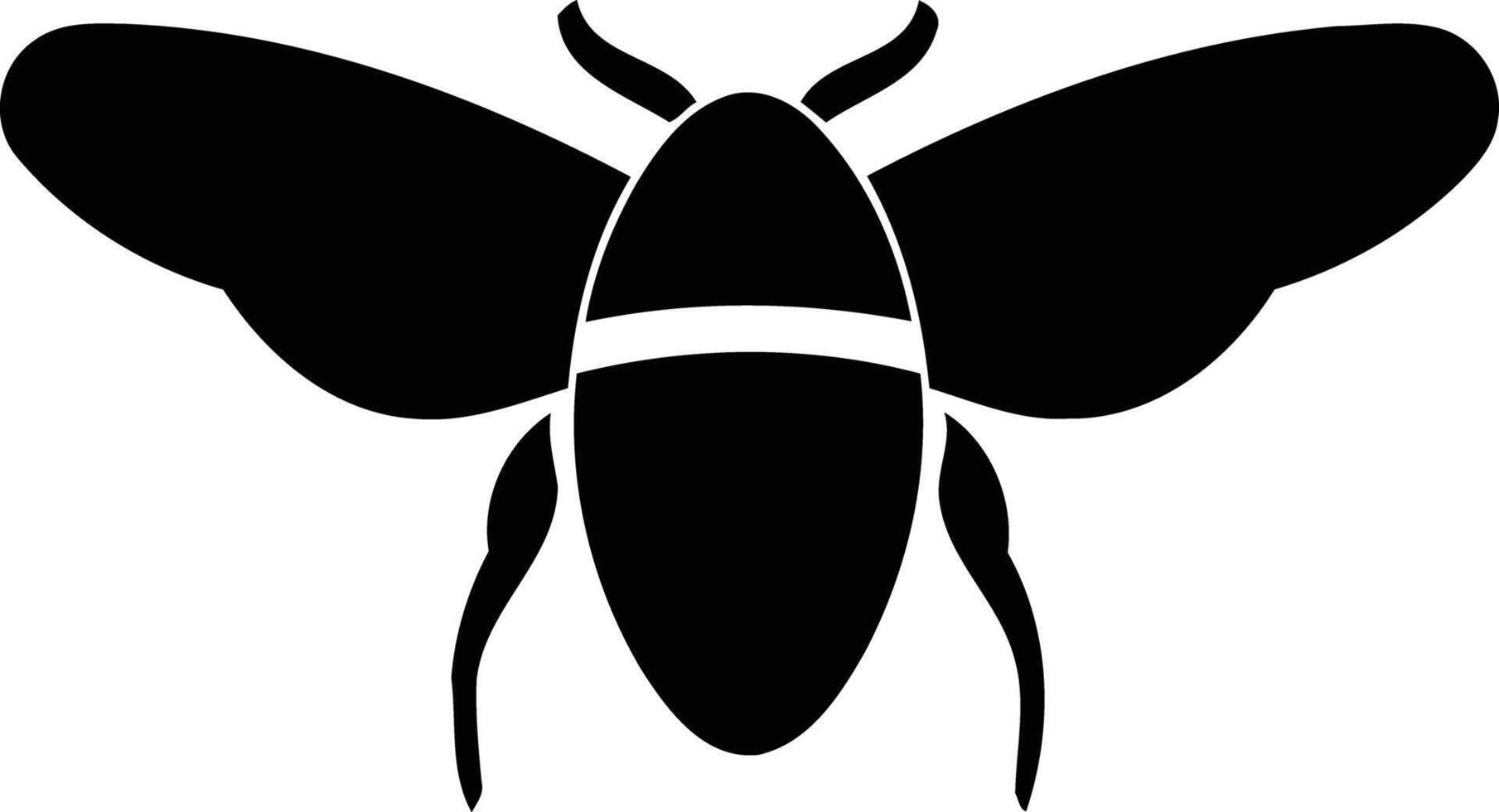 A simple, bold silhouette of a bee vector