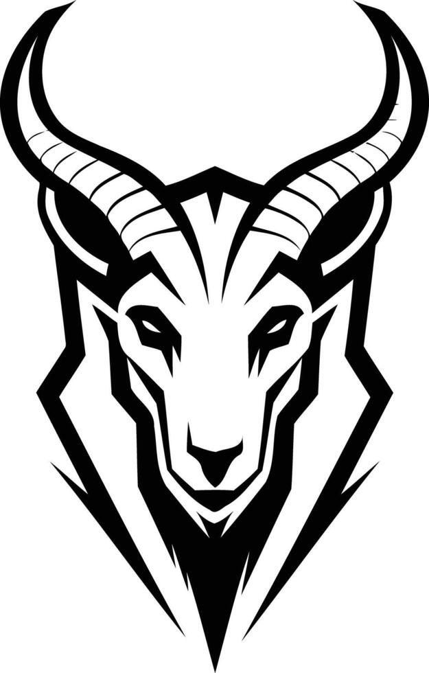 A bold and powerful black and white illustration of a goat's head, perfect for logos, branding, and merchandise for companies seeking a fierce and determined image vector