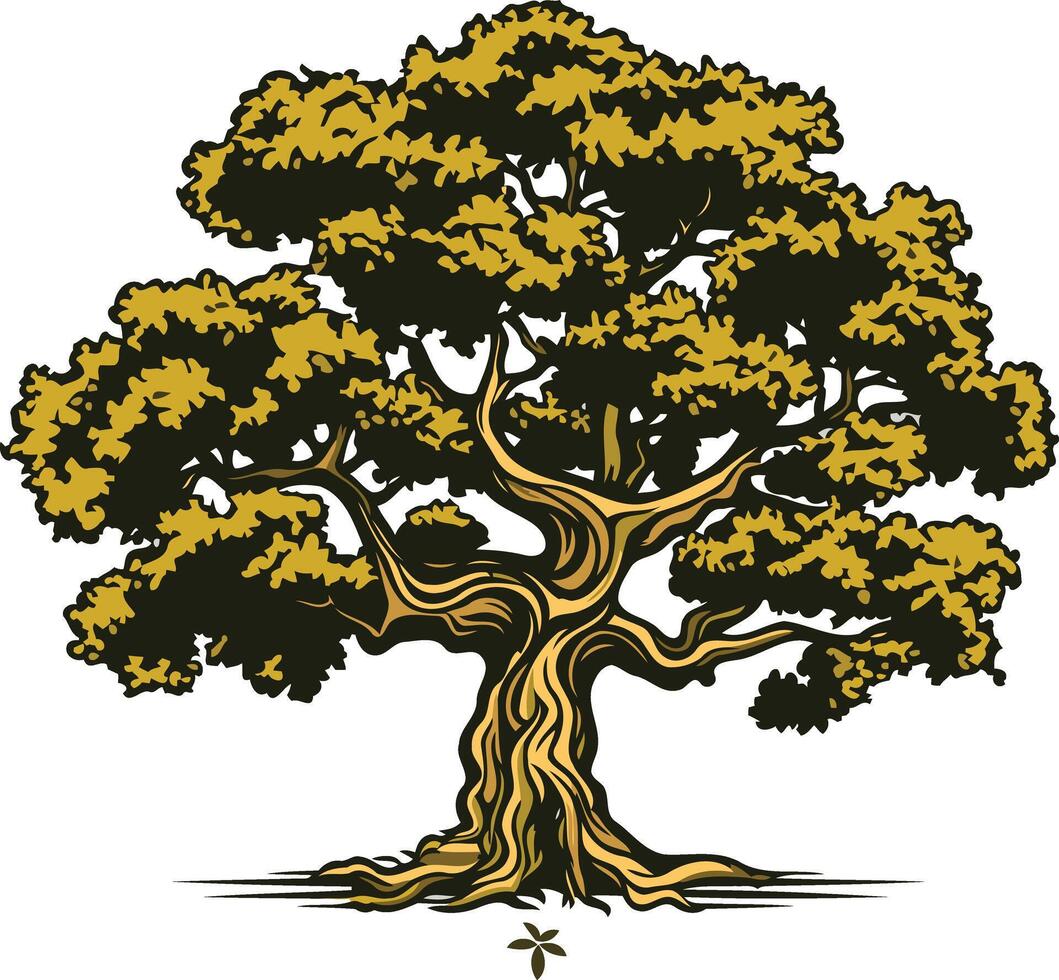 Illustration of an Ancient Oak Tree vector