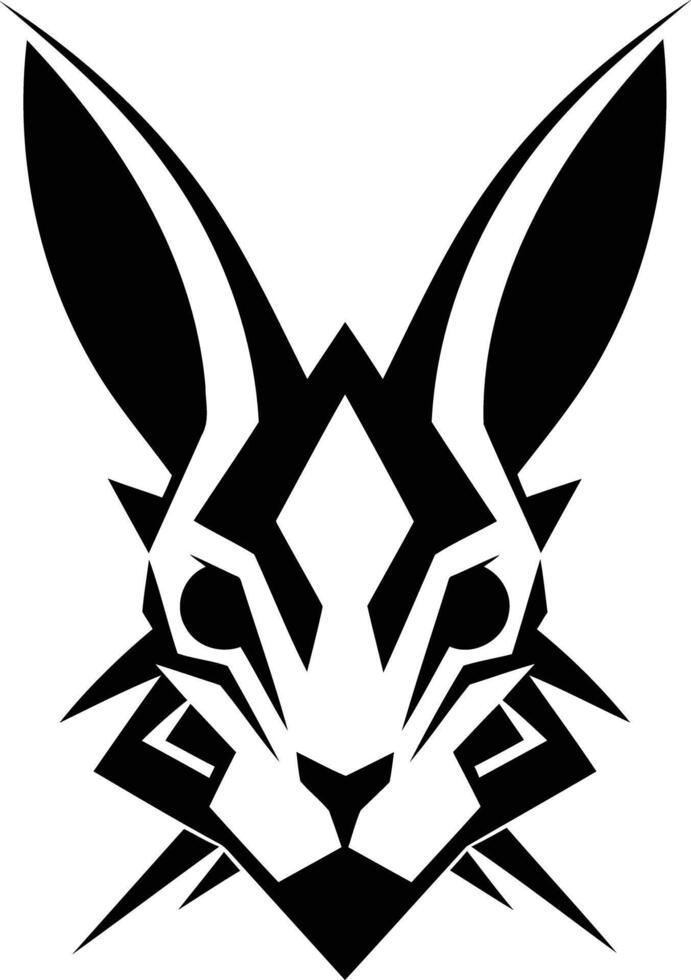 A bold and stylized black and white rabbit head logo, perfect for branding a business or project vector