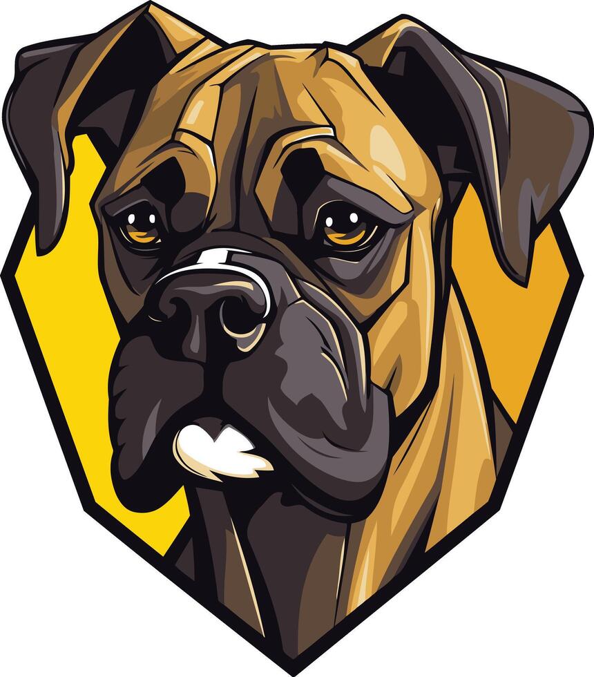 A bold and stylish illustration of a boxer dog's head, perfect for branding, merchandise, and social media vector