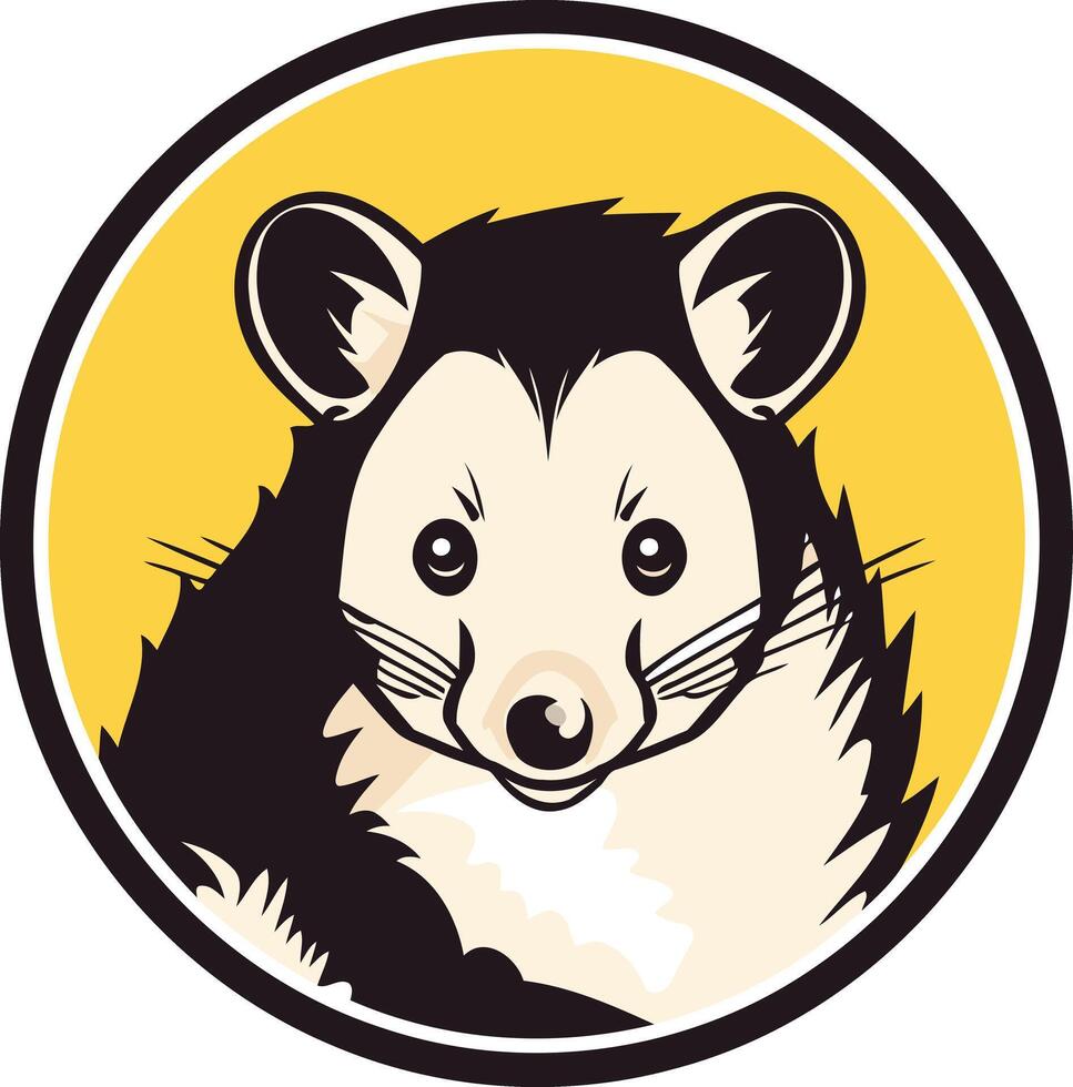 Cute and friendly cartoon opossum logo design vector