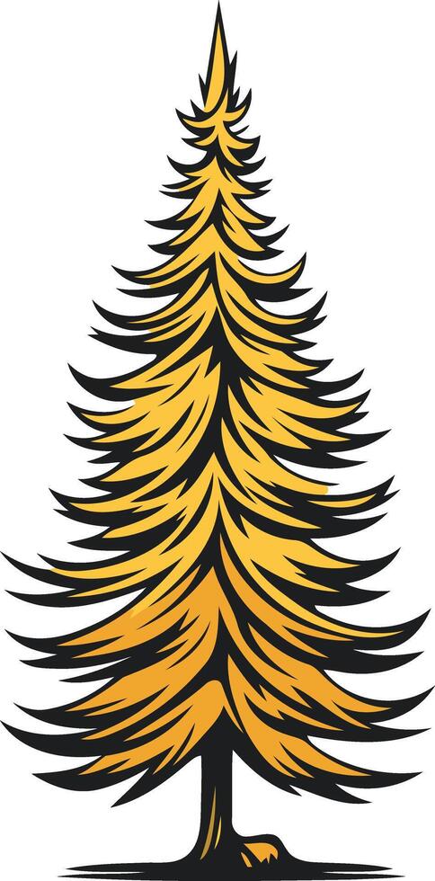 Golden Pine Tree Illustration vector