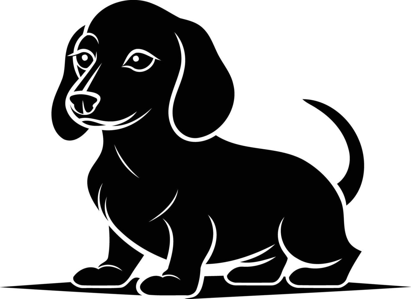 Simple black and white silhouette of a dachshund dog, perfect for logos, branding, pet-related designs, and more vector