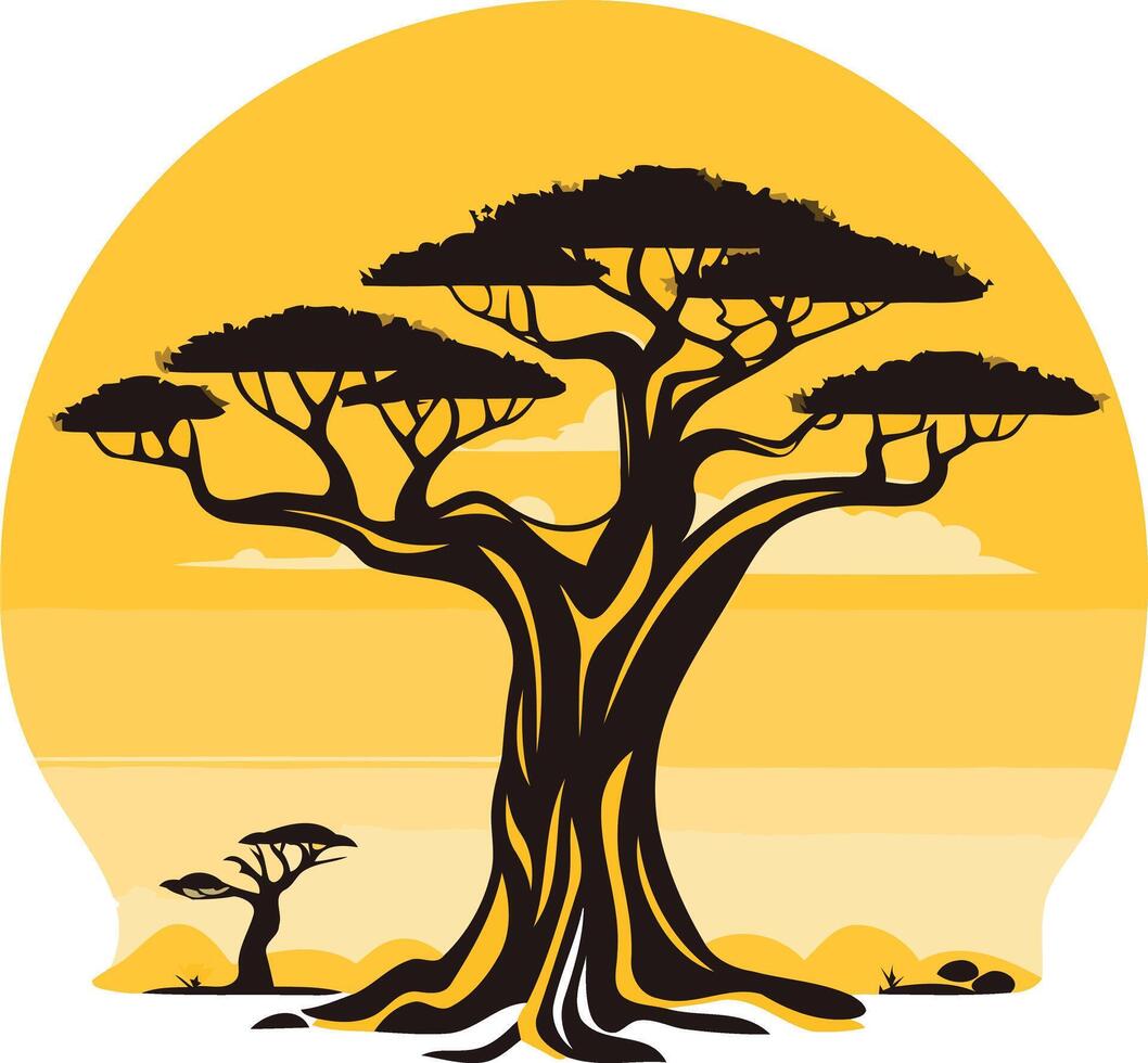 Silhouette of a Tree in the African Sunset vector