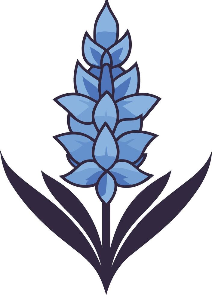 A stylized blue flower with simple, bold lines vector