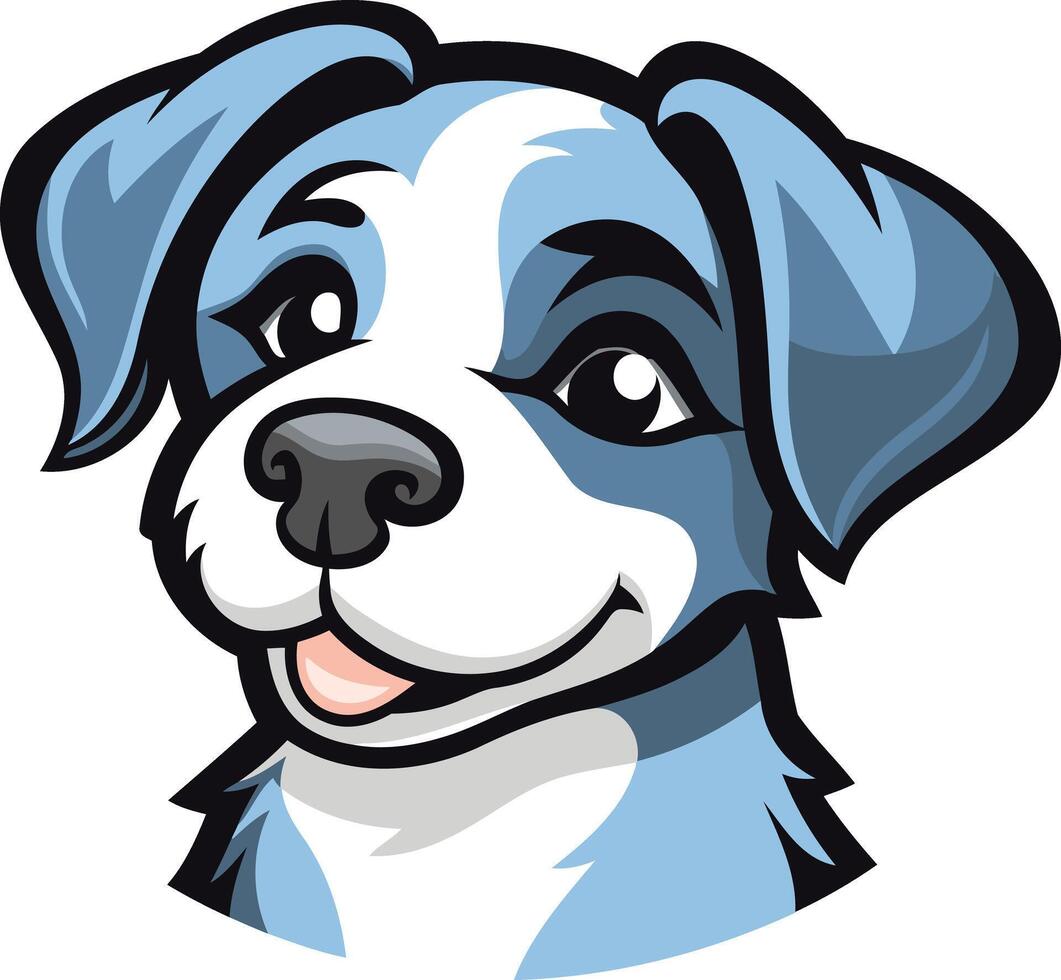A cute cartoon dog with blue ears and a playful smile vector