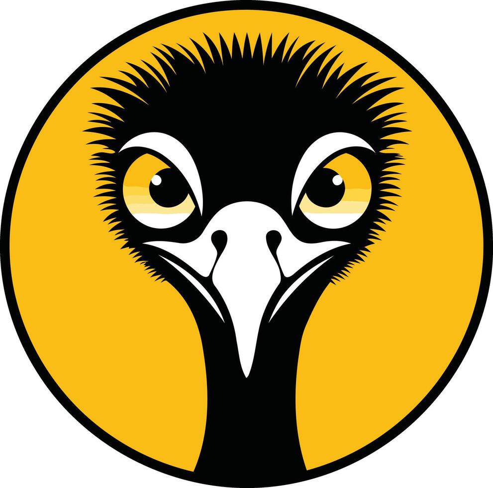 Close-up Portrait of an Ostrich with Yellow Background vector