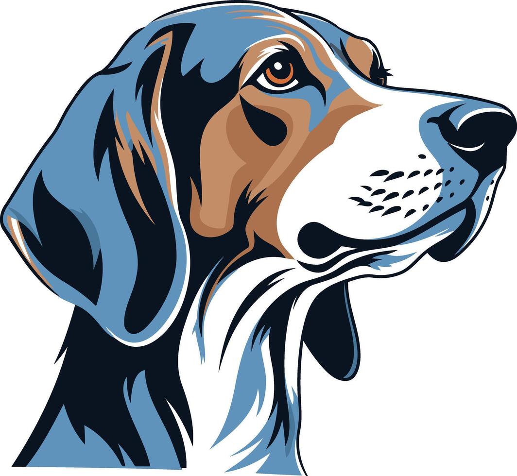 A striking illustration of a dog's head, featuring a detailed and expressive face vector